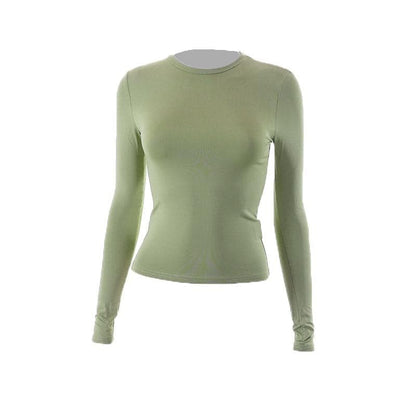 Crewneck solid long sleeve top