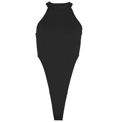 Sleeveless halter solid bodysuit