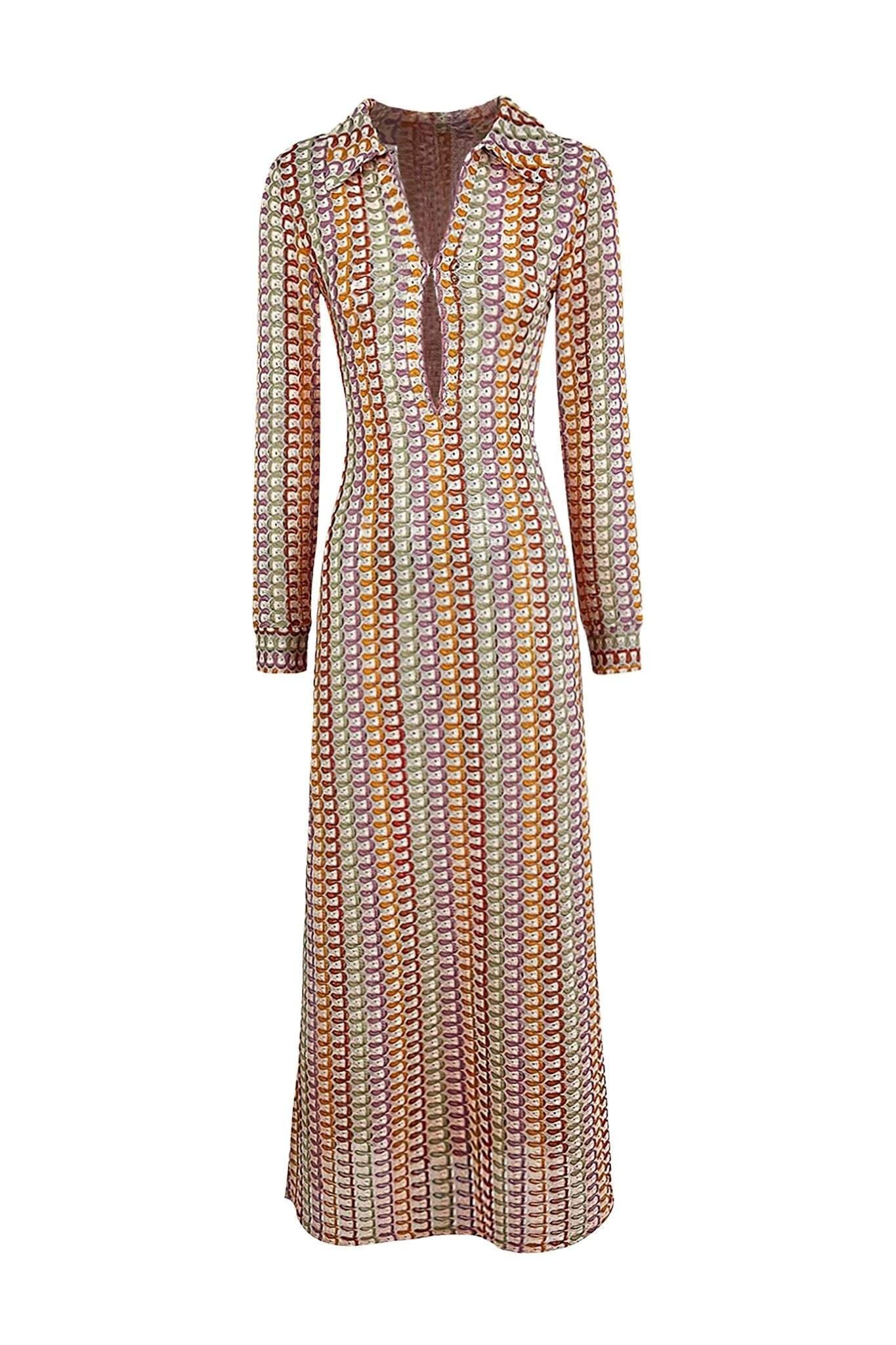 Dawn V-Neck Crochet Maxi Dress