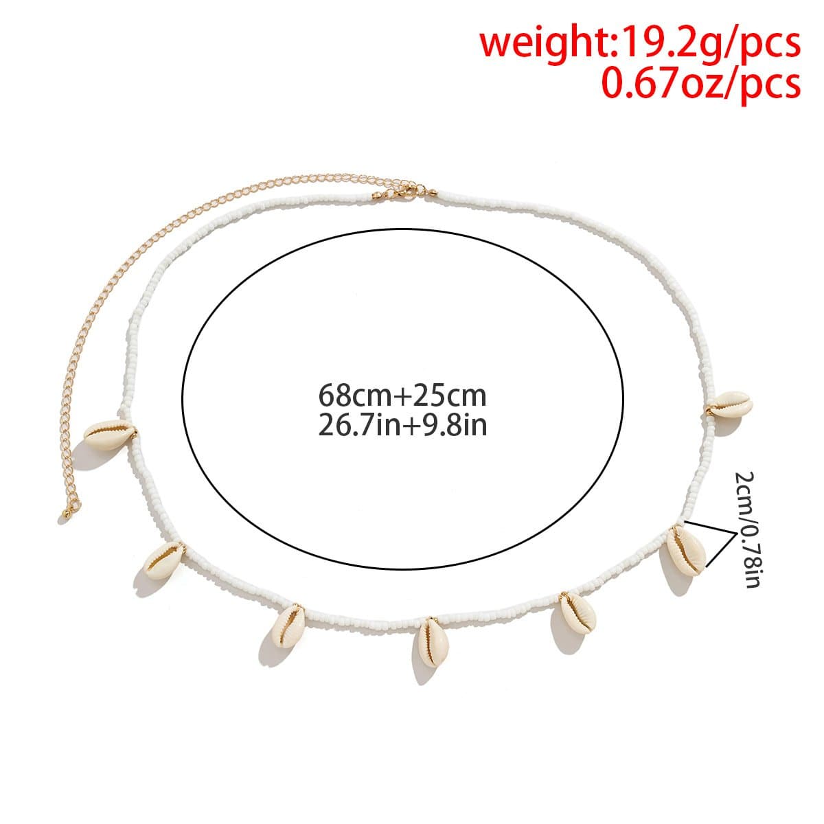 Seashell pendant beaded waist chain