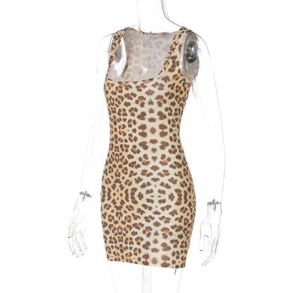 Square neck leopard print mini dress  | Festival Outfits Women  | Leopard Print Mini Dress