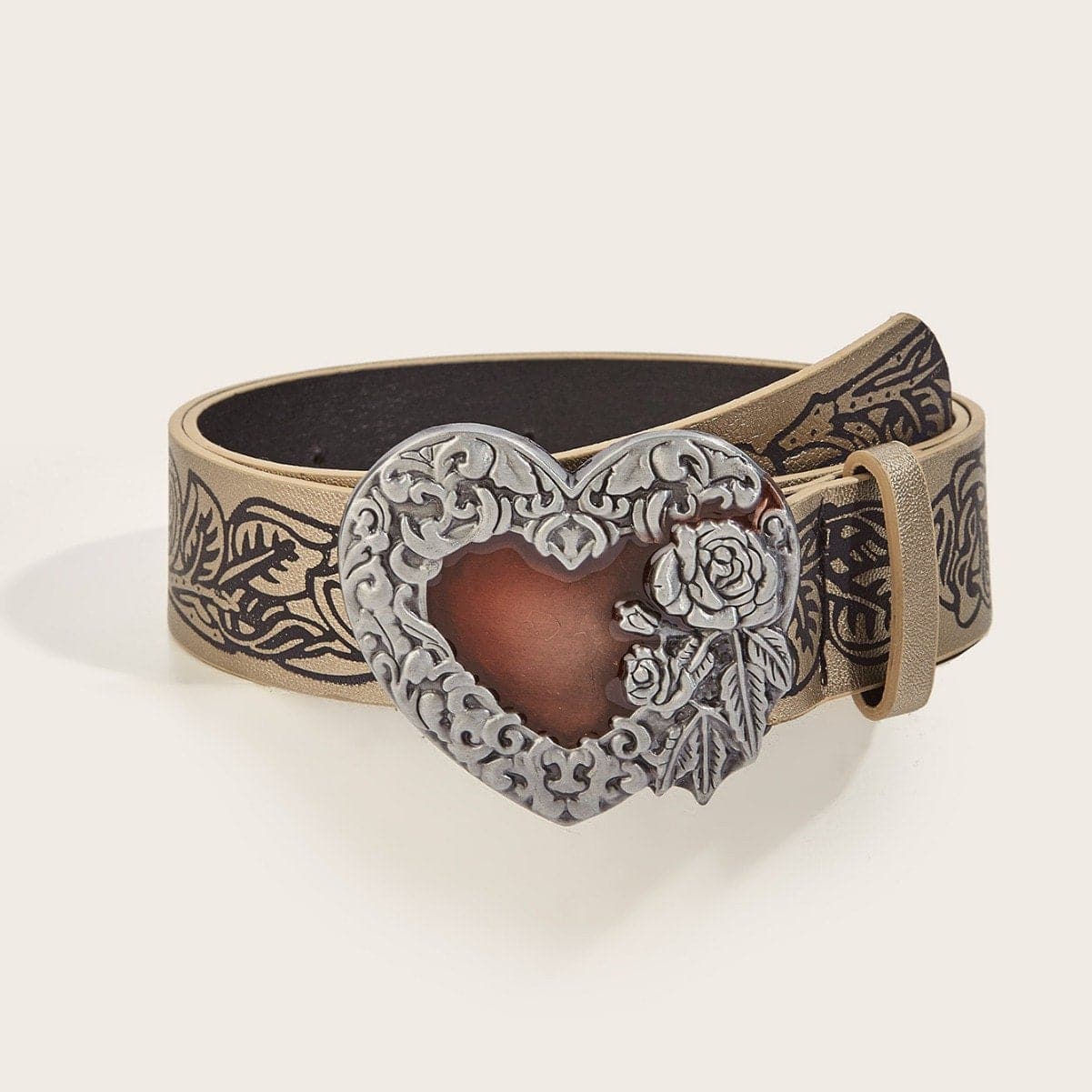 Heart print PU leather adjustable belt  | Festival Outfits Women