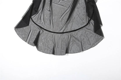 Ruched ruffle mesh mini skirt  | Festival Outfits Women