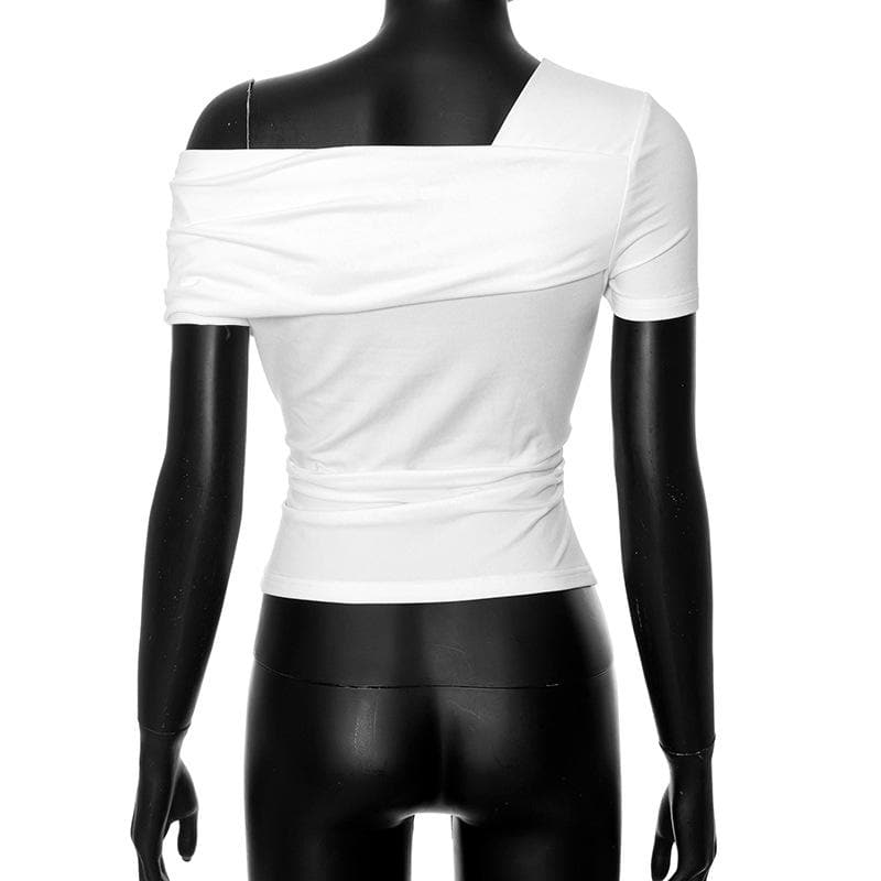Ruched off shoulder solid irregular top  | Festival Outfits Women