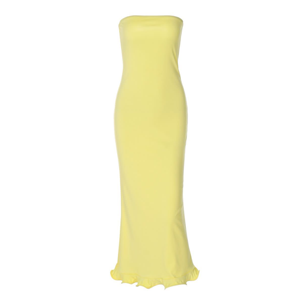 Backless solid ruffle tube maxi dress  | Festival Outfits Women