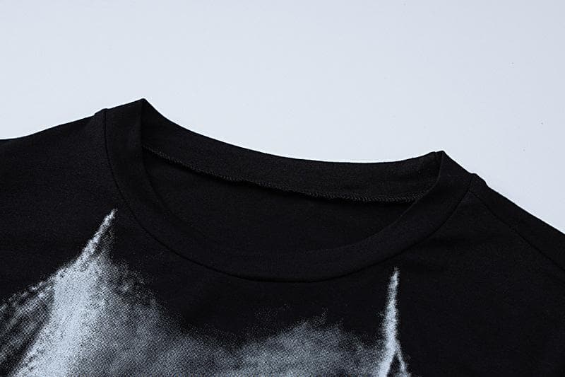 Long sleeve contrast body print crewneck top  | Festival Outfits Women