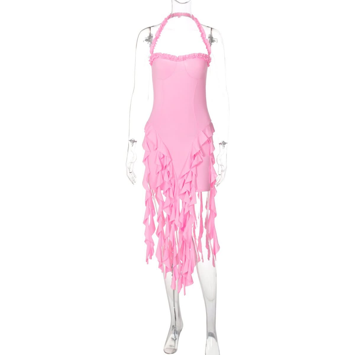 Halter ruffle backless midi dress  | Festival Outfits Women