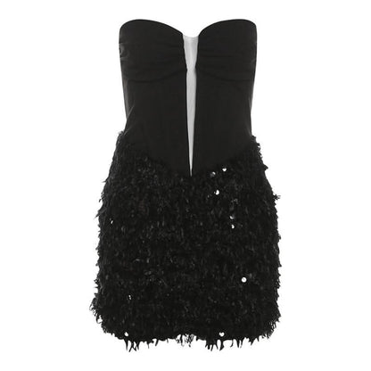 Sweetheart neck glitter mini dress  | Festival Outfits Women
