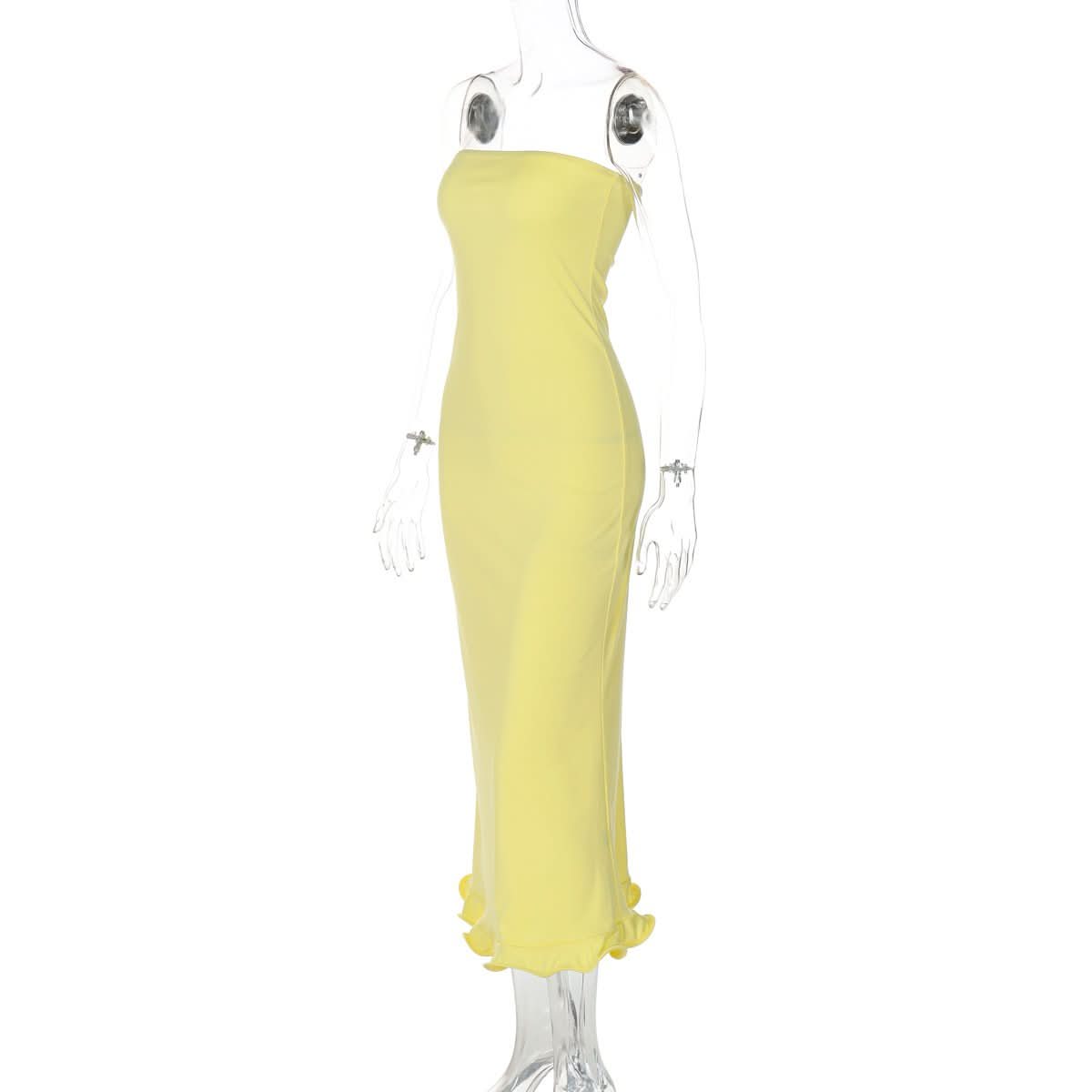 Backless solid ruffle tube maxi dress  | Festival Outfits Women