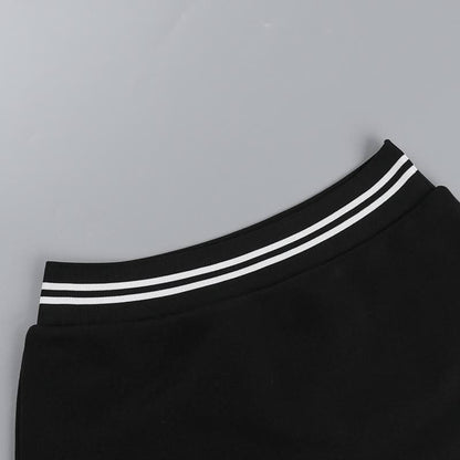Long sleeve crewneck letter pattern crop mini skirt set  | Festival Outfits Women