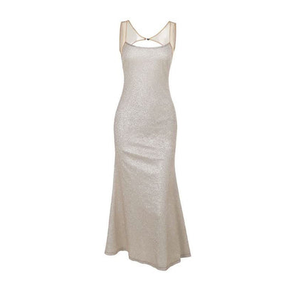Glitter u neck backless cami maxi dress  | Festival Outfits Women