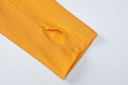 Ruched long sleeve gloves v neck solid crop top