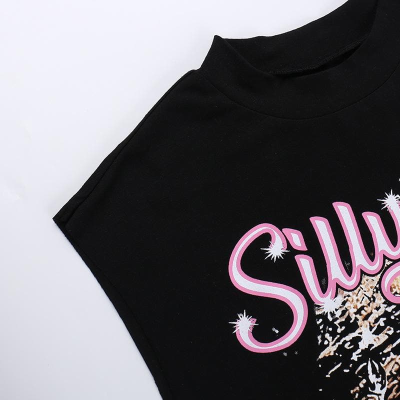 Sleeveless crewneck print top  | Festival Outfits Women