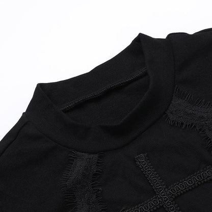 Sleeveless crewneck cross pattern solid top  | Festival Outfits Women