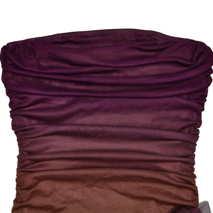Ruched gradient mesh backless tube mini dress  | Festival Outfits Women