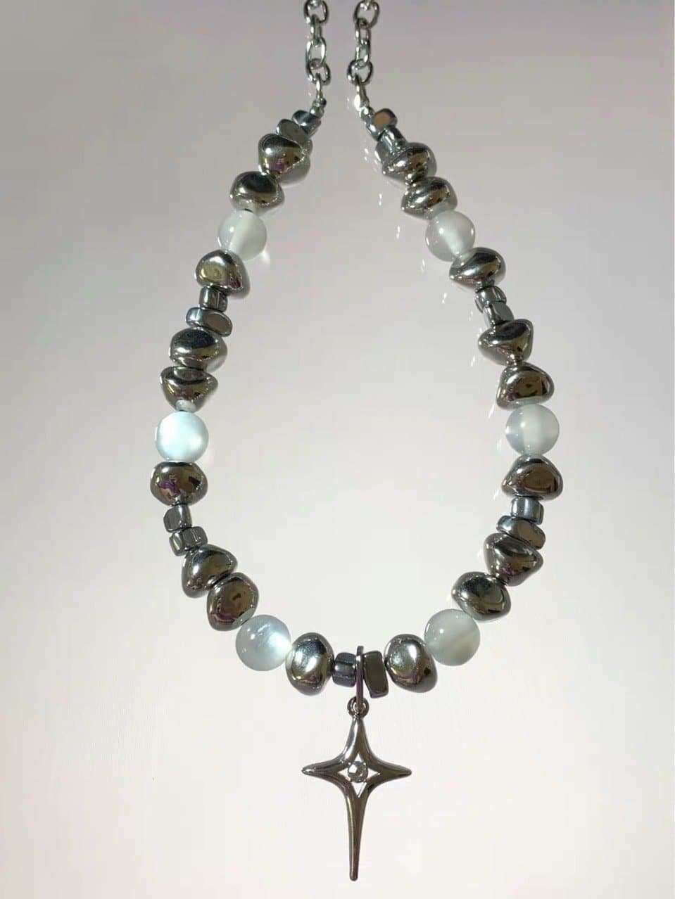 Beaded faux pearl metal chain necklace  | Festival Outfits Women
