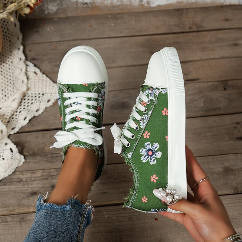 Zapatillas de plataforma de ante con estampado floral para mujer | Ideales para el día a día