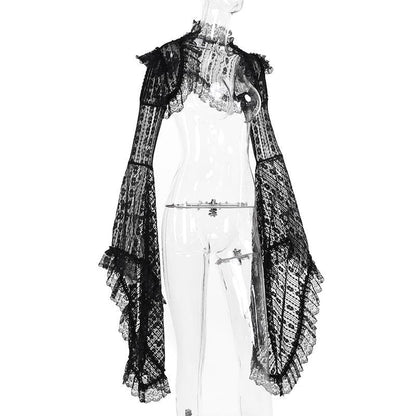 Long flared sleeve lace ruffle shrug top  | Festival Outfits Women