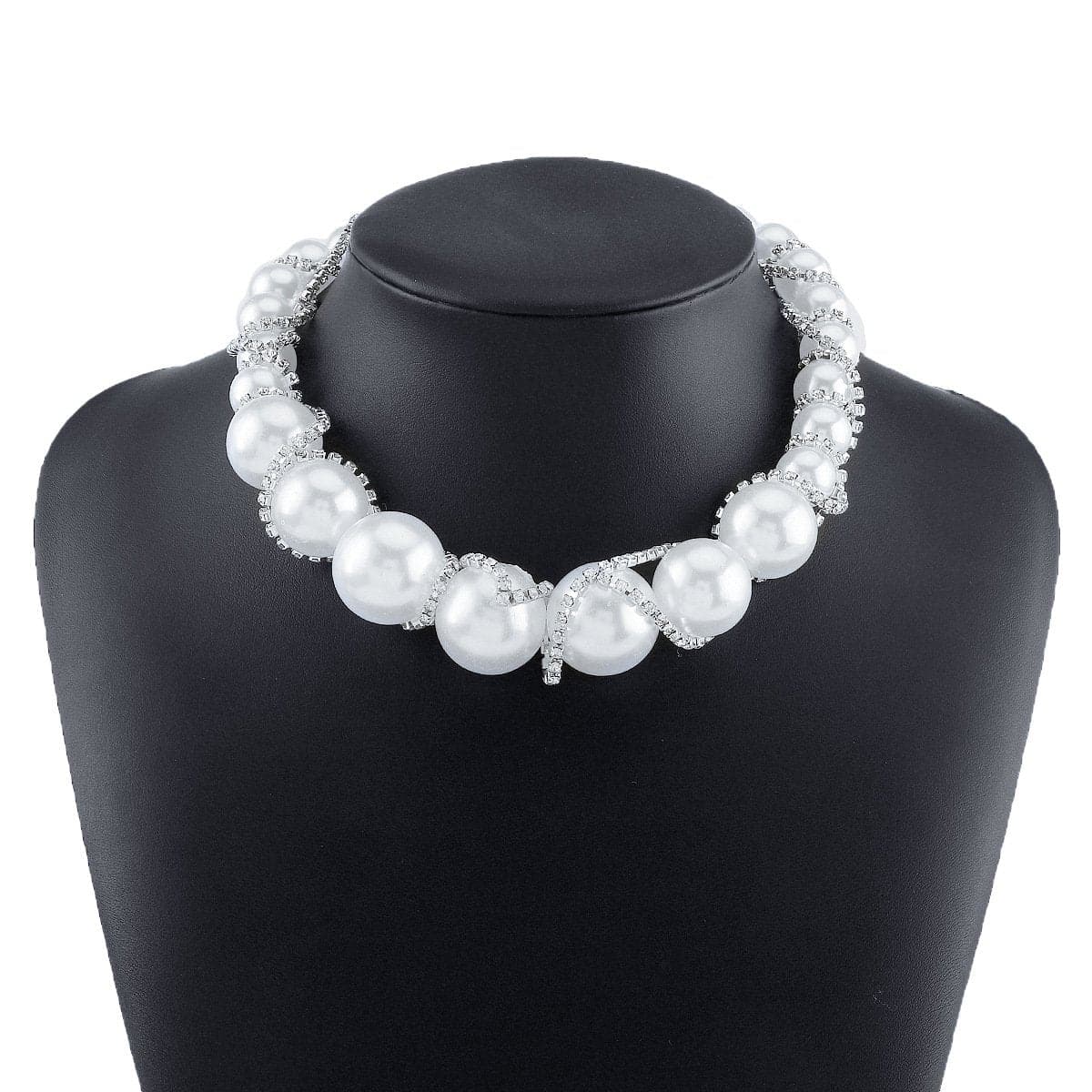 Faux pearl rhinestone beaded choker necklace  | Festival Outfits Women