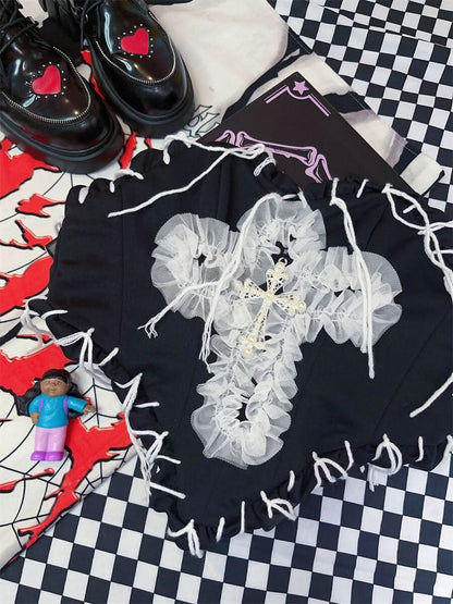 Sweetheart neck cross pattern tube top  | Festival Outfits Women