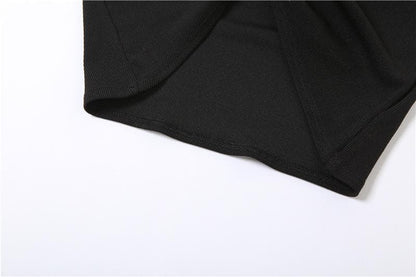 Hollow out sleeveless crewneck ruched solid crop cut out top