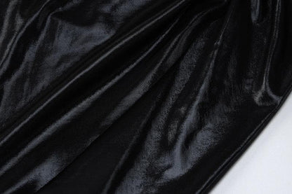 Metallic irregular high neck sleeveless ruched midi dress