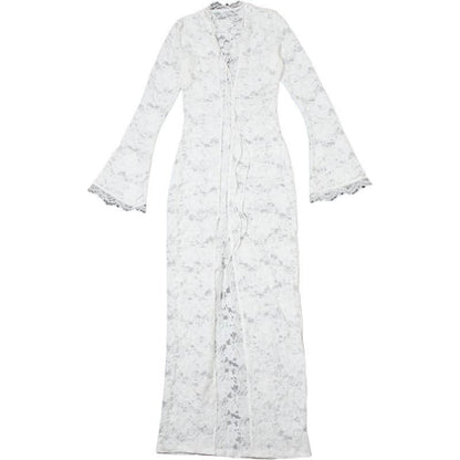 Long sleeve lace cross front slit maxi dress  | Festival Outfits Women