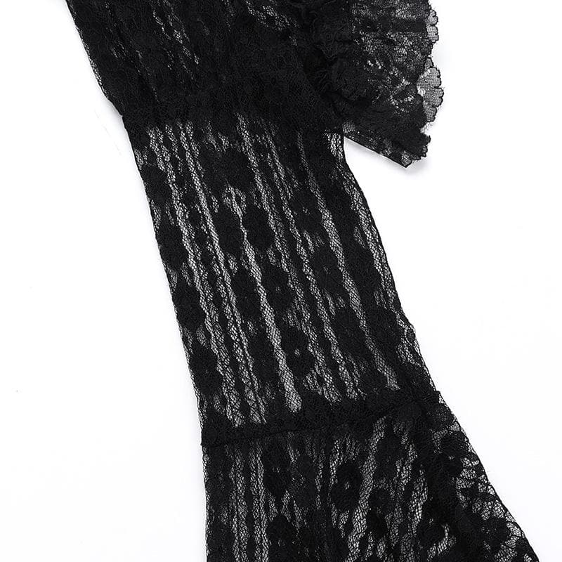 Long flared sleeve lace ruffle shrug top  | Festival Outfits Women