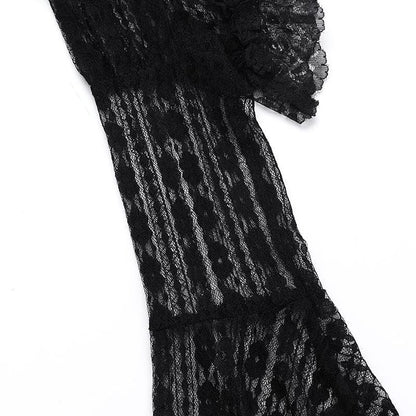 Long flared sleeve lace ruffle shrug top  | Festival Outfits Women