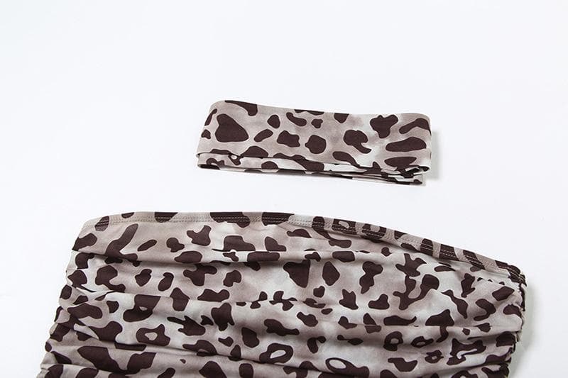 Leopard print ruched scarf tube top  | Festival Outfits Women  | Cheetah Print Top