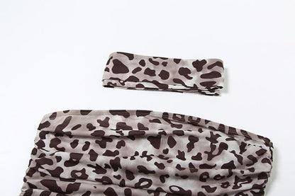 Leopard print ruched scarf tube top  | Festival Outfits Women  | Cheetah Print Top