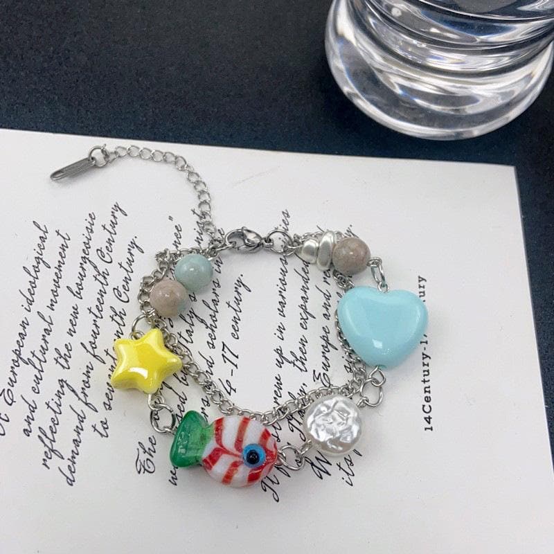Multicolor star metal chain bracelet  | Festival Outfits Women
