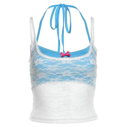 Halter lace bowknot 2 piece top  | Festival Outfits Women