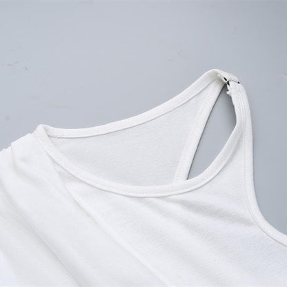 Knotted solid one shoulder ruched irregular mini dress  | Festival Outfits Women