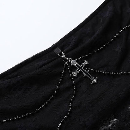 Lace cross applique irregular tube mini dress  | Festival Outfits Women