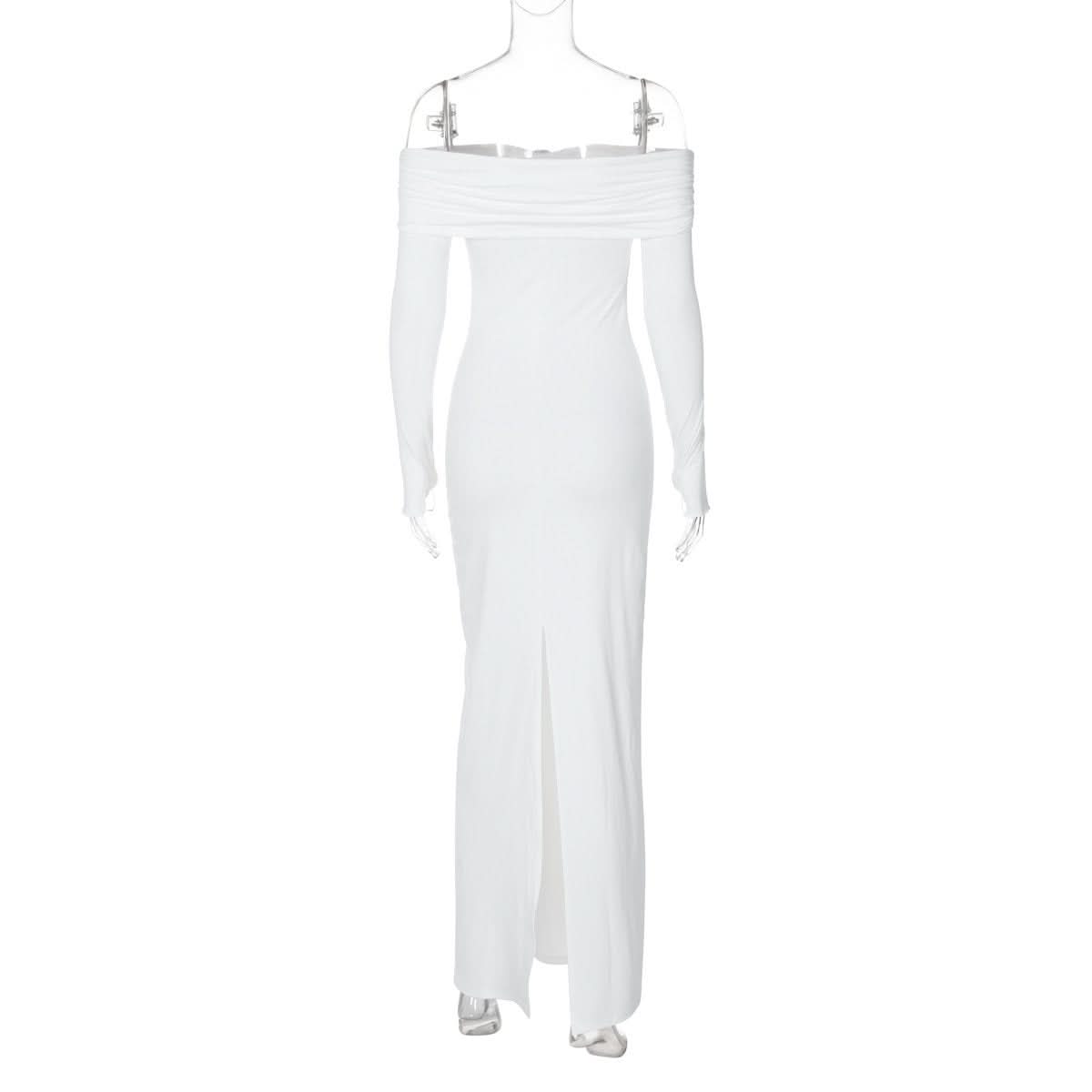 Off shoulder long sleeve slit o ring maxi dress  | Festival Outfits Women