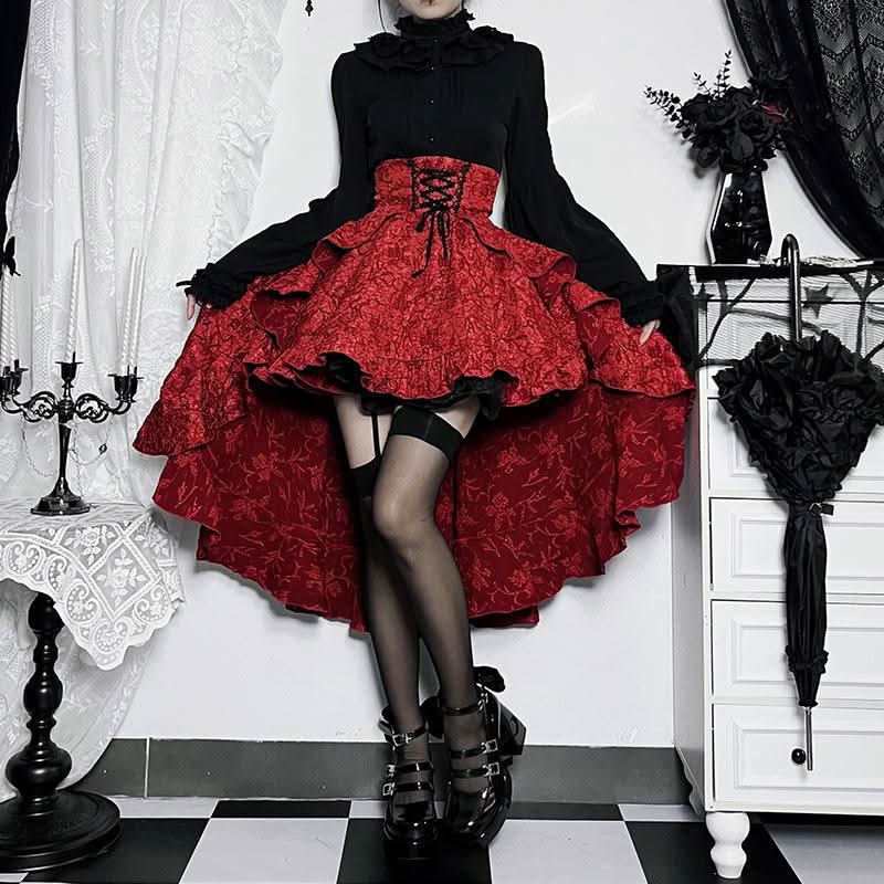 Lace up corset ruffle textured zip-up mini skirt  | Festival Outfits Women