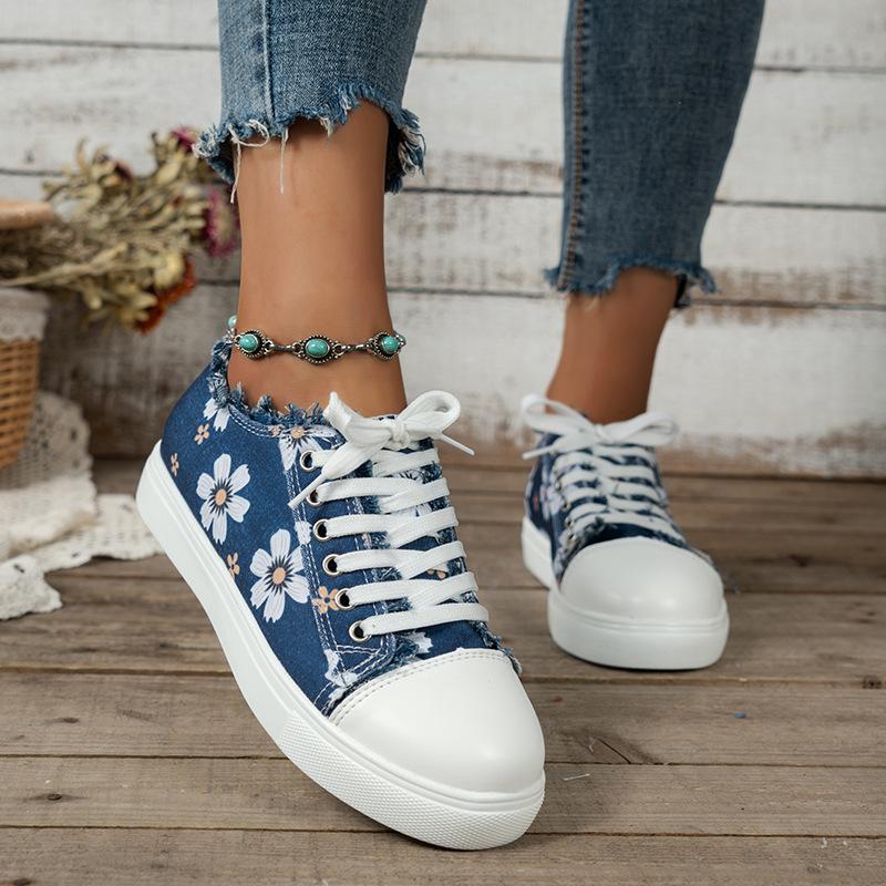 Zapatillas de plataforma de ante con estampado floral para mujer | Ideales para el día a día