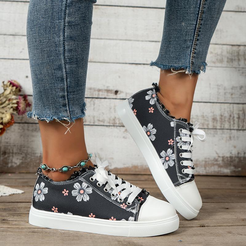 Zapatillas de plataforma de ante con estampado floral para mujer | Ideales para el día a día