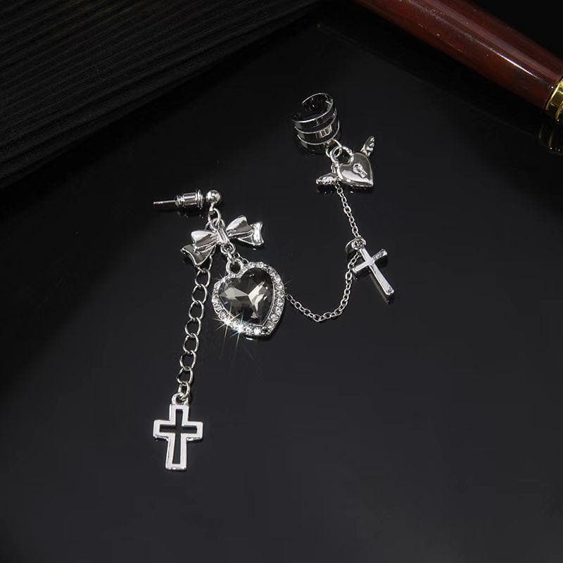 Bowknot heart cross drop earrings  | Festival Outfits Women