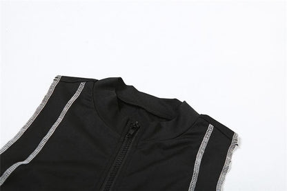 High neck stitch zip-up tank romper  | Festival Outfits Women