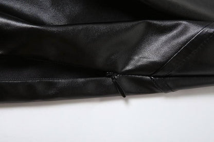 PU leather patchwork irregular midi skirt Cargo Mini Skirt  | Festival Outfits Women