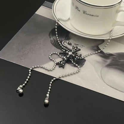 Rhinestone cross pendant adjustable necklace  | Festival Outfits Women