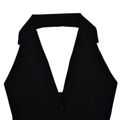 Halter deep V neck button pleated backless mini dress  | Festival Outfits Women