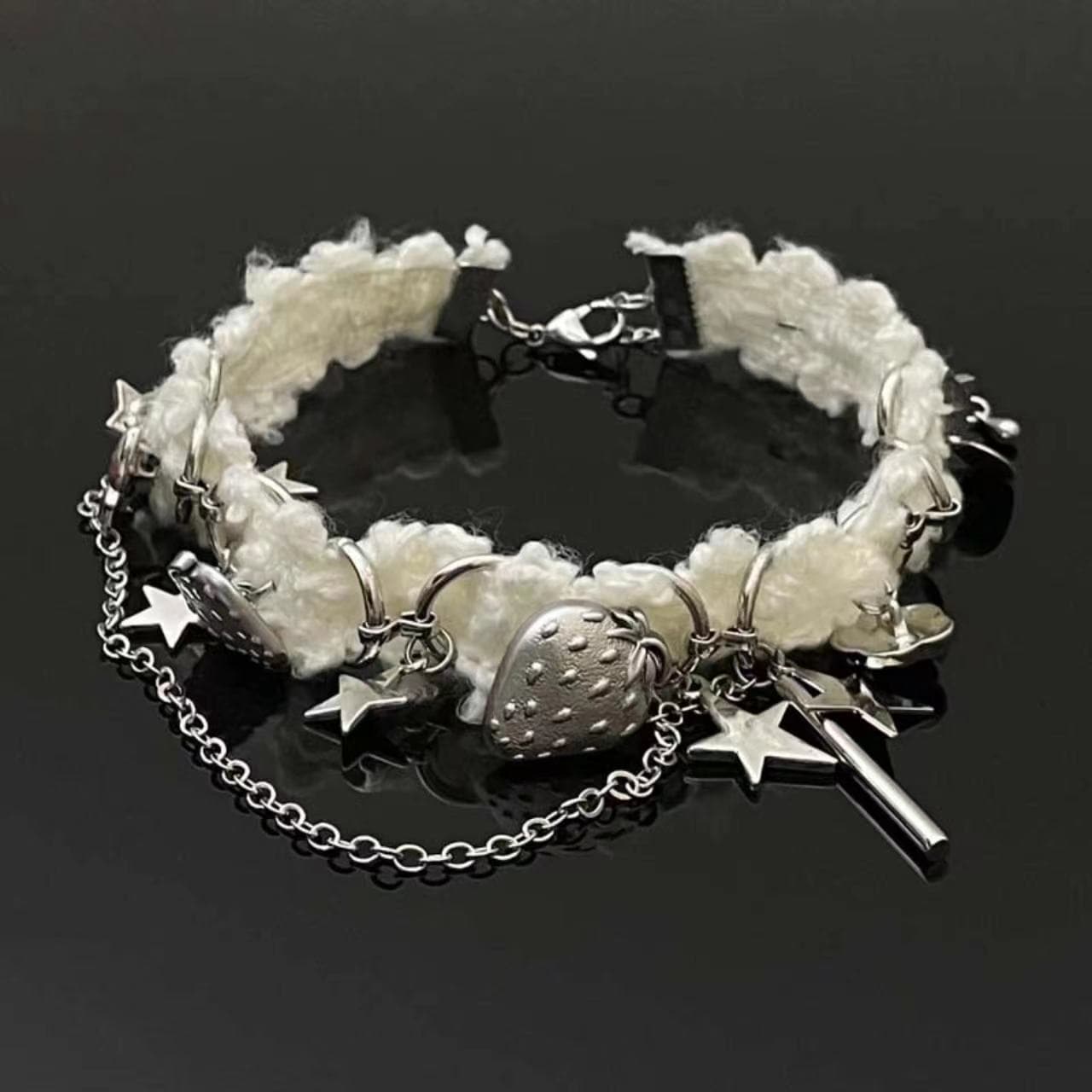 Strawberry star fluffy choker necklace  | Festival Outfits Women