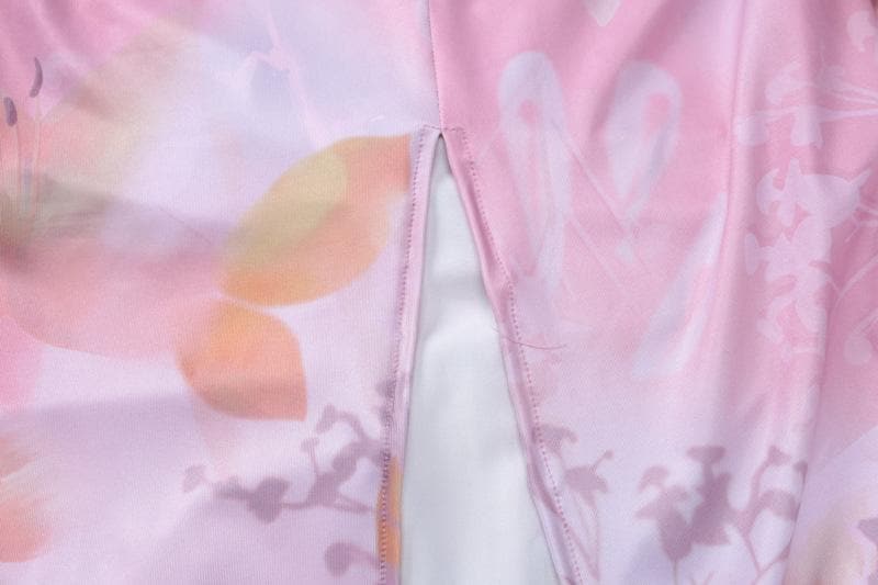 Halter print ruched bustier high slit knotted maxi dress  | Festival Outfits Women