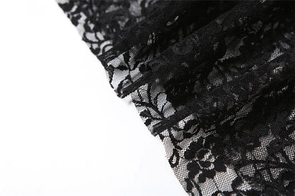 Lace mesh patchwork ruched ruffle midi skirt  | Festival Outfits Women