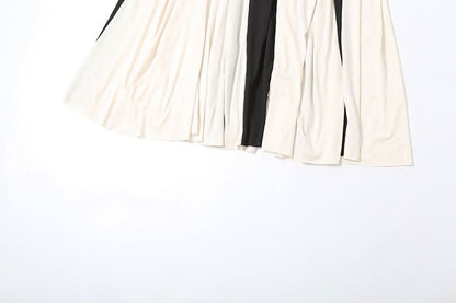Long sleeve v neck contrast patchwork maxi dress  | Festival Outfits Women