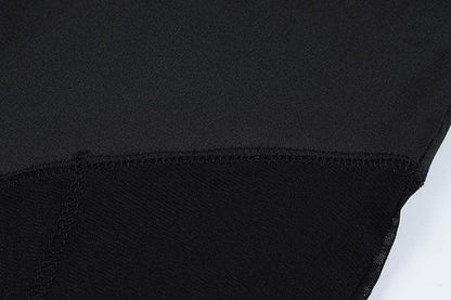 Mesh patchwork zip-up solid long sleeve jumpsuit  | Festival Outfits Women