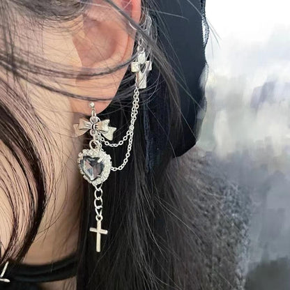 Bowknot heart cross drop earrings  | Festival Outfits Women